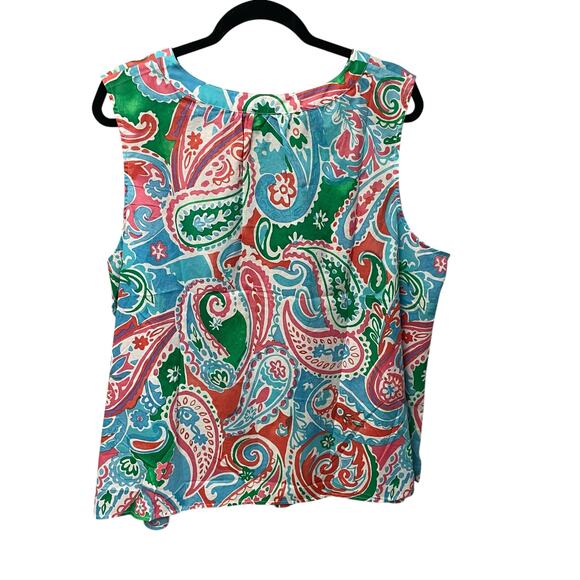 NWT Talbots Sleeveless Tassel Tie Front Multicolor Paisley Print Top Womens 2X - Picture 8 of 8